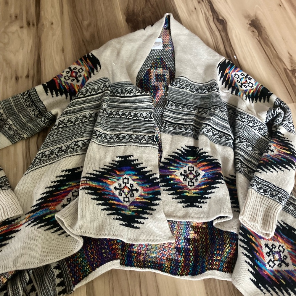 Anthropologie Northern Angel Long Open Cardigan Womens Size m  Aztec
